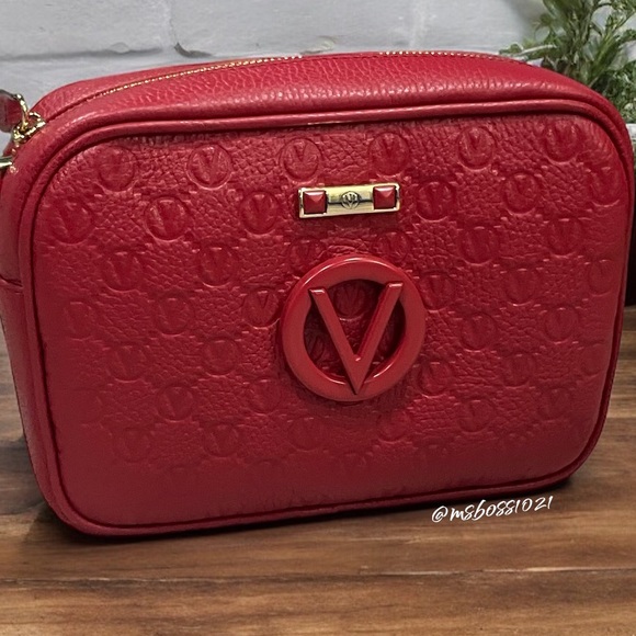 Valentino by Mario Valentino Mia Dollaro Leather Crossbody in Tango Red NWT - Picture 2 of 7
